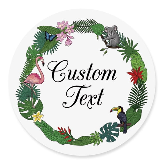 Darling Souvenir MADE WITH LOVE Tropical Wreath - 2" CustomStickersPremium 80 Self-AdhesiveRoundLabels, Personalized Wedding Party FavorStickers/RoundEnvelope Seal