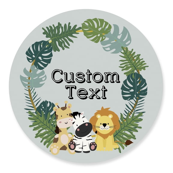 Darling Souvenir MADE WITH LOVEJungle Animal Theme - 2" CustomStickersPremium 80 Self-AdhesiveRoundLabels- Personalized Baby ShowerStickers/RoundEnvelope Seal