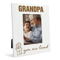 Darling Souvenir New GrandFather Gift from Baby, Grandpa and Me Rustic White Picture Frame - 5x7 Inches Vertical Granddad Tabletop Wooden White Picture Holder with Acrylic Glass