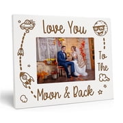 Darling Souvenir Wedding Keepsake Frame - Anniversary White Photo Holder with Acrylic Glass, Engagement Gift, Wooden Engraved Newlywed Memory Mount Decor 5x7 Inches Horizontal