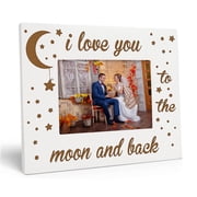 Darling Souvenir Wedding Keepsake Frame - Anniversary White Photo Holder with Acrylic Glass, Engagement Gift, Wooden Engraved Newlywed Memory Mount Decor 5x7 Inches Horizontal
