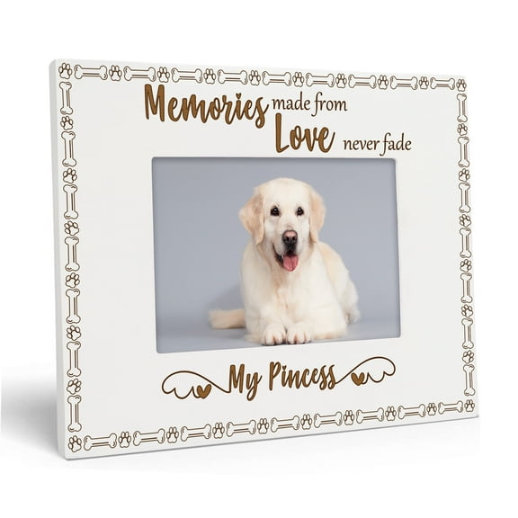 Darling Souvenir Made With Love Engraved Table Top Photo Frame Wooden Memories Made From Love Never Fade Quotes White Picture Frame Gift For Brothers Day, 4x6 Inches Horizontal Photo Size