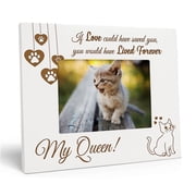 Darling Souvenir Made With Love Engraved Table Top Photo Frame Wooden My Queen Quotes White Picture Frame Gift For Brothers Day, 4x6 Inches Horizontal Photo Size