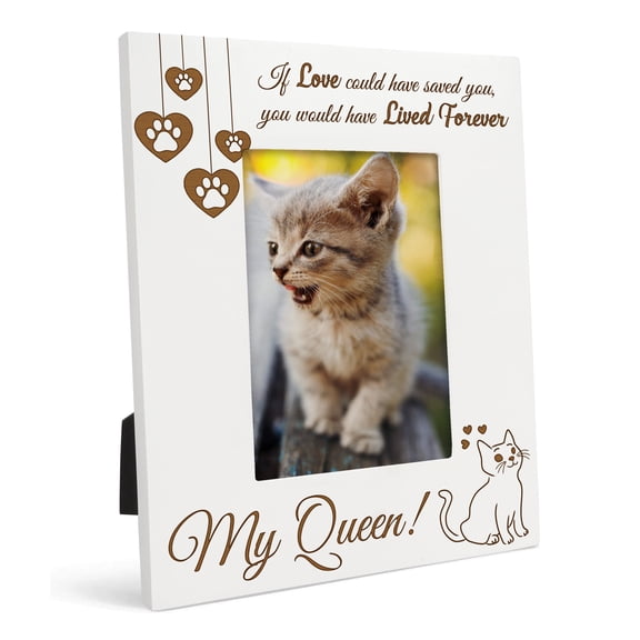 Darling Souvenir Made With Love Engraved Table Top Photo Frame Wooden My Queen Quotes White Picture Frame Gift For Brothers Day, 4x6 Inches Vertical Photo Size