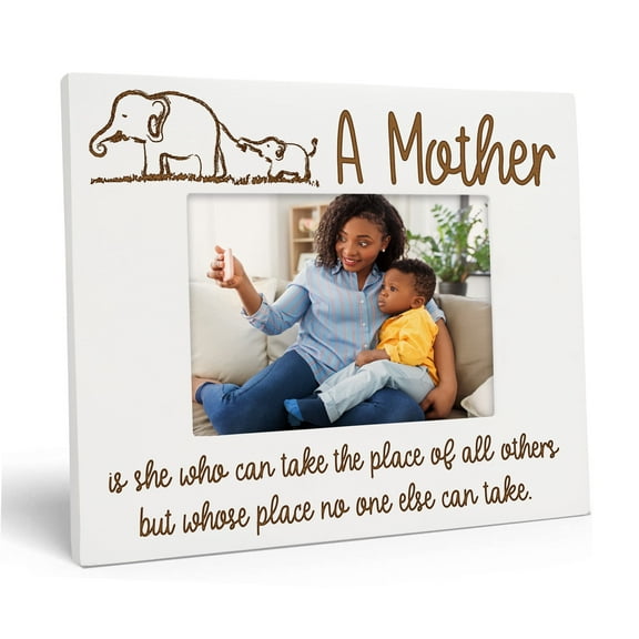Darling Souvenir Made With LoveEngraved Table Top Photo FrameWooden Love For Mom Quotes White Picture Frame Gift For Mother's Day, 4x6Photo Size Horizontal