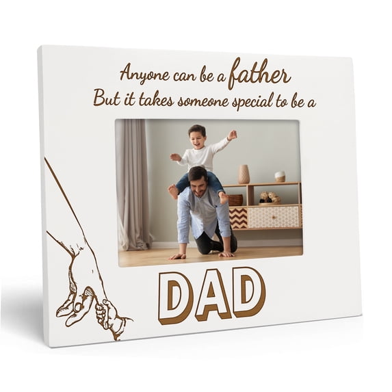 Darling Souvenir Made With LoveEngraved Table Top Photo FrameWooden Special To Be A Dad Quotes White Picture Frame Gift For Father's Day, 5x7 Photo Size Horizontal