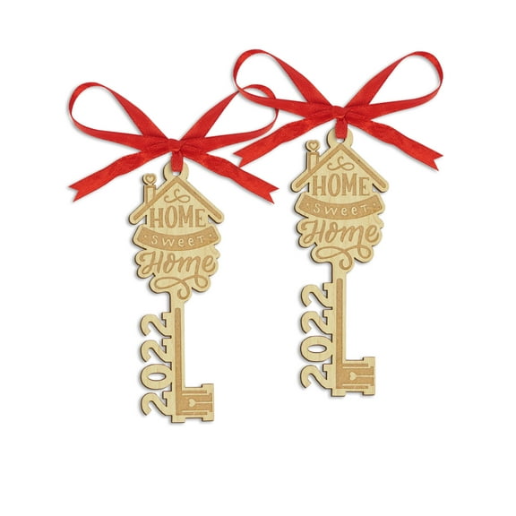Darling Souvenir Made With Love Home Sweet Home Personalized Wood Ornament Housewarming Gift Christmas Tree Decoration Pack of 2