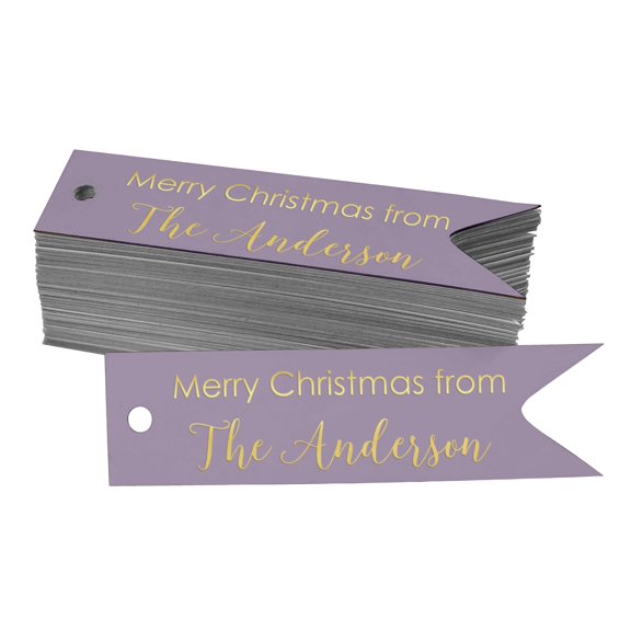 Darling Souvenir Merry Christmas Family Name Tag Party Bottle Tag Real Gold Foil Personalized Favor Hang Tags Pack Of 50