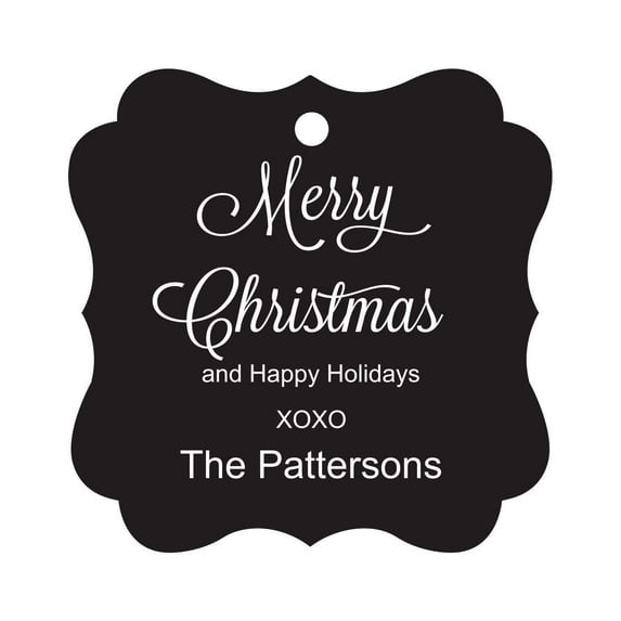 Darling Souvenir Merry Christmas & Happy Holidays Gift Tags Personalized Family Hang Tags-Black-100 Tags
