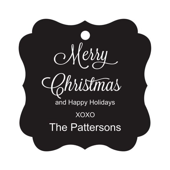 Darling Souvenir Merry Christmas & Happy Holidays Gift Tags Personalized Family Hang Tags-Black-50 Tags