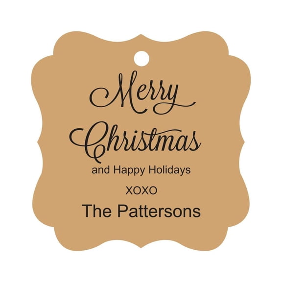 Darling Souvenir Merry Christmas & Happy Holidays Gift Tags Personalized Family Hang Tags-Kraft-50 Tags