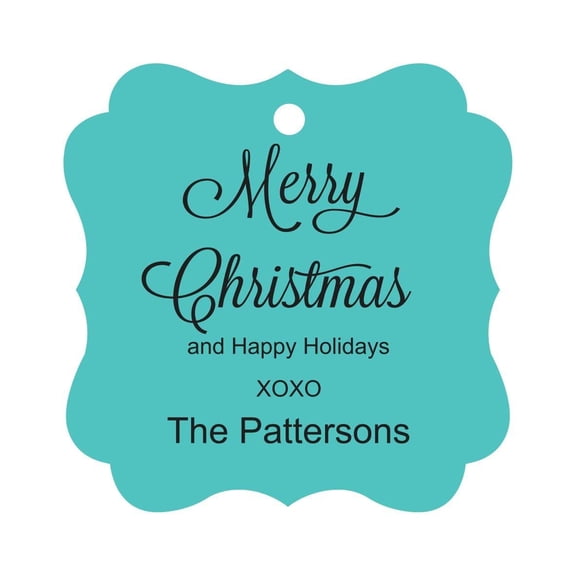 Darling Souvenir Merry Christmas & Happy Holidays Gift Tags Personalized Family Hang Tags-Turquoise-50 Tags
