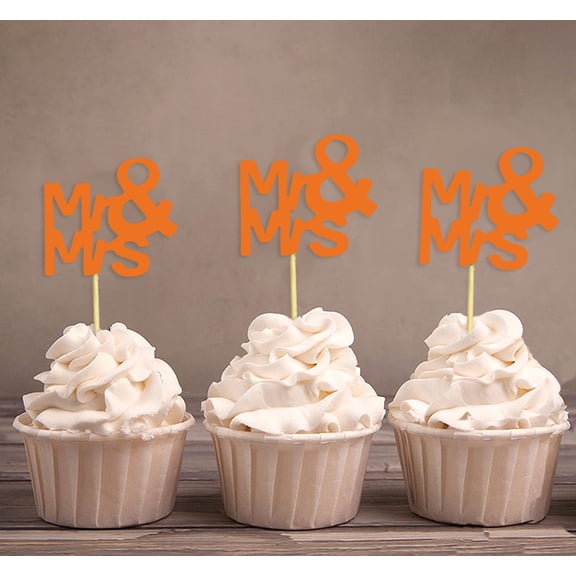 Darling Souvenir, Mr & Mrs Wedding Cupcake Toppers, Party Dessert Decorations - Pack Of 40