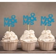 thumbnail image 1 of Darling Souvenir, Mr & Mrs Wedding Cupcake Toppers, Party Dessert Decorations - Pack Of 40, 1 of 3