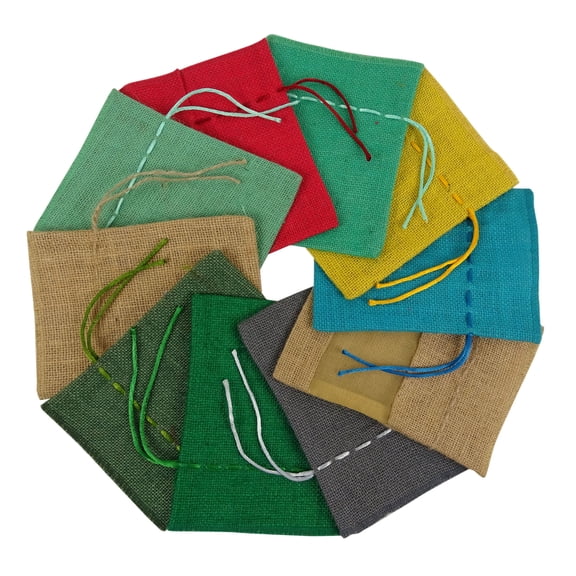 Darling Souvenir Multicolor Assorted 20 + 2 Organza Cover Jute Bags For Gifts, Jewelry Pouches For Wedding Favors, Mini Burlap Bags With Drawstring Advent Garland Party Bag 20 Pieces 3.5X5 Inch