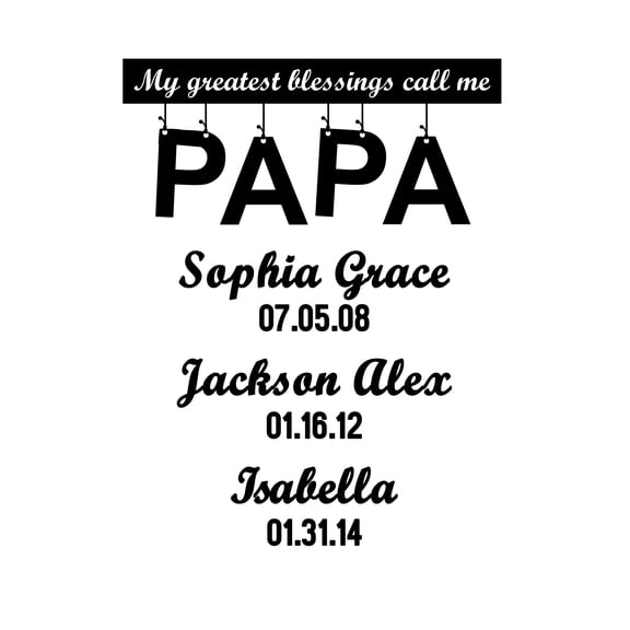 Darling Souvenir My Greatest Blessings Call Me Papa Burlap Print Wall Decor Personalized Father's Day Gift-Burlap Print Only(8 x 10 Inches)