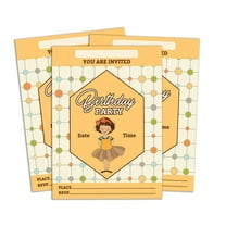 Darling Souvenir Orange Birthday Invitation Card Printable Fill or Write In Blank Invites Party Supplies Pack Of 28 5 x 7 Inches