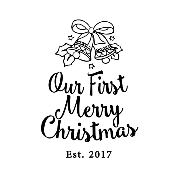 Darling Souvenir Our First Merry Christmas Burlap Print Christmas Bells Home Decor Personalized Gift-Burlap Print Only(8 x 10 Inches)
