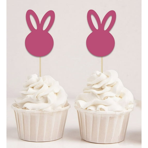Darling Souvenir, PInk Easter Bunny Rabbit Cupcake Toppers Dessert Decoration Cupcake Toppers - Pack Of 20