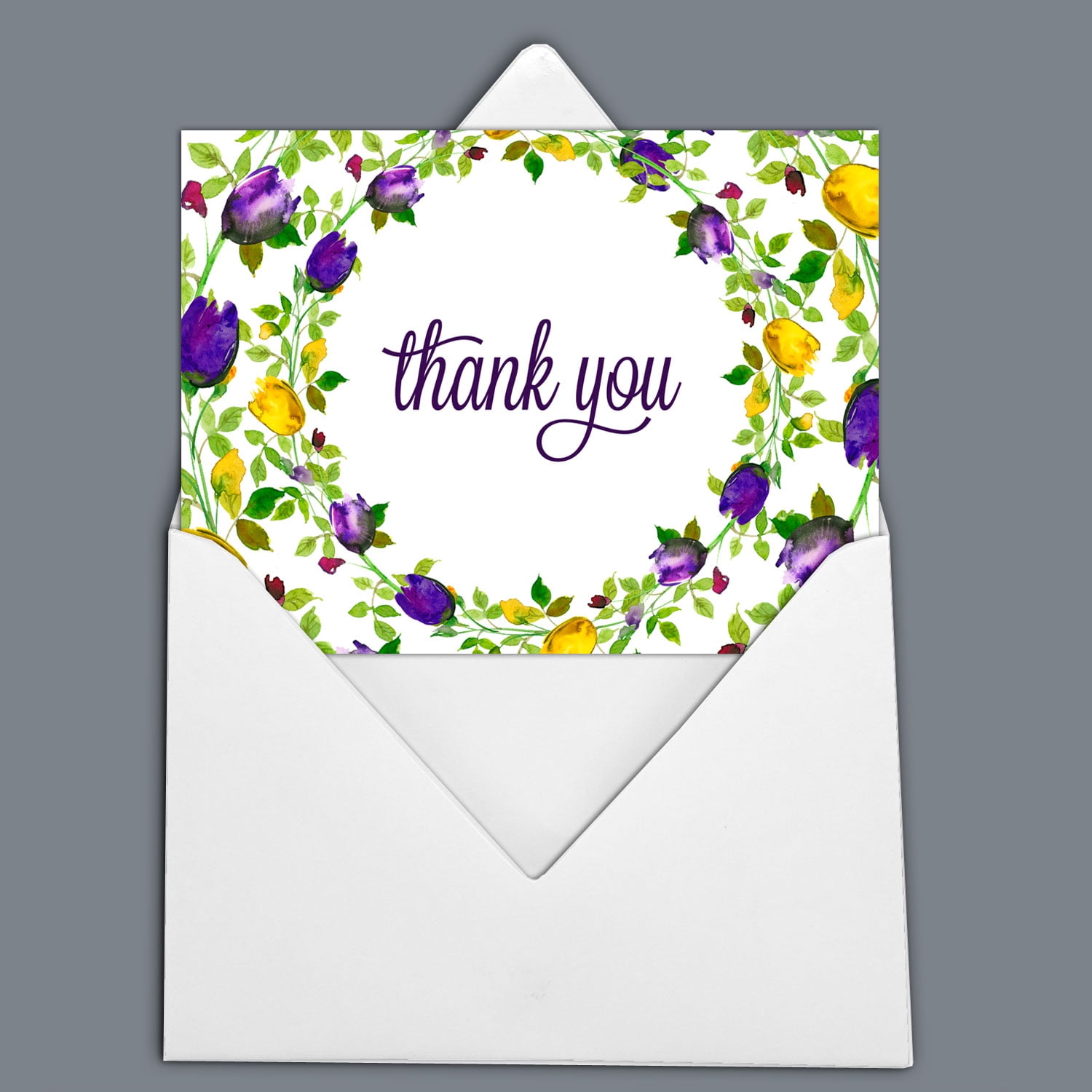 Darling Souvenir Pack Of 100 Pcs Floral Wedding Thank You Greeting Cards With White Envelopes