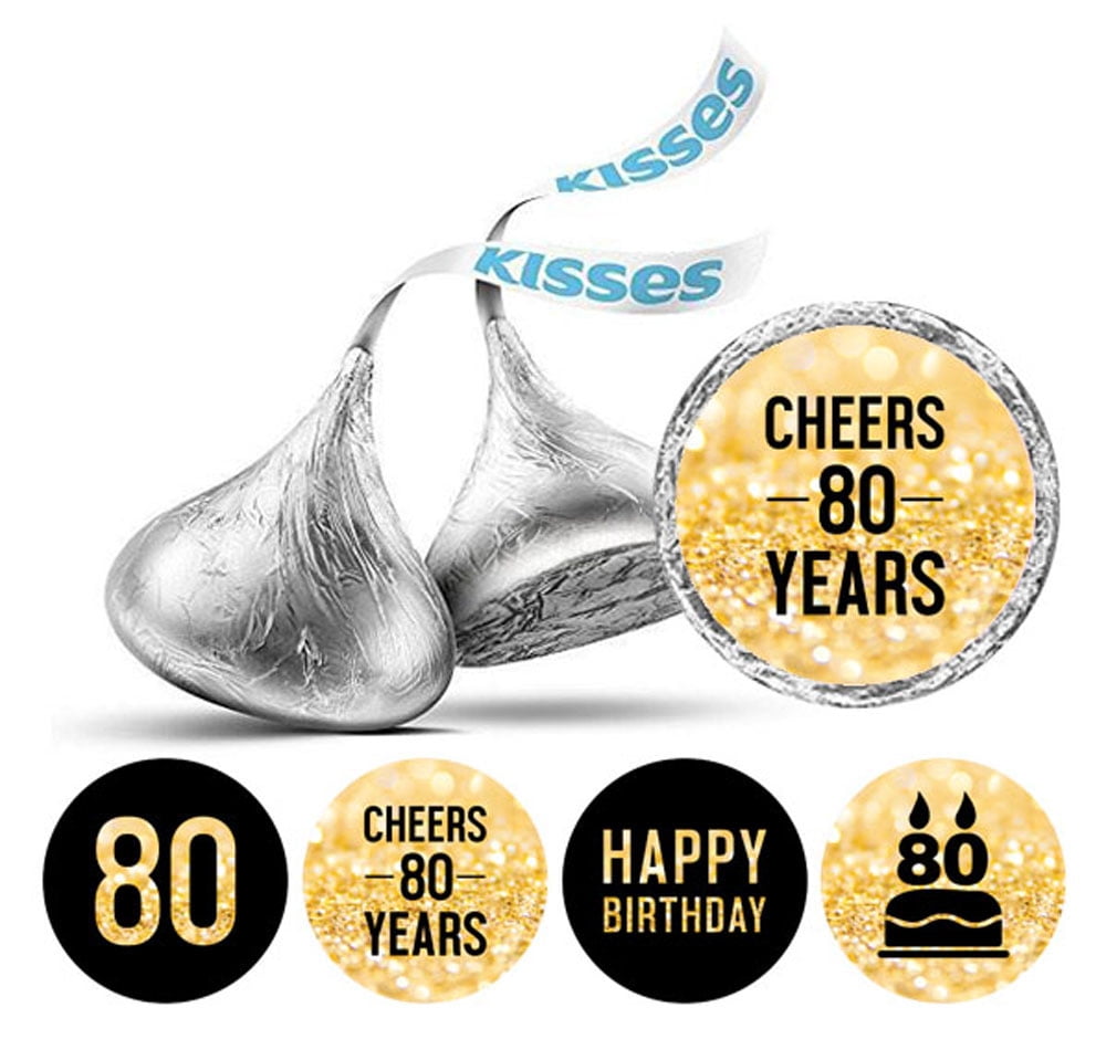 Darling Souvenir Pack Of 190 Pcs Chocolate Labels Cheers 80th Birthday ...