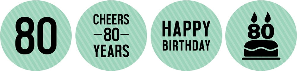Darling Souvenir Pack Of 190 Pcs Chocolate Labels Cheers 80th Birthday ...