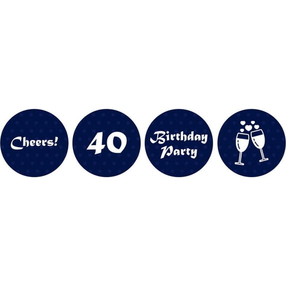 Darling Souvenir Pack of 190 Pcs DIY Cheers 40th Birthday Stickers chocolate Labels-Dark Blue