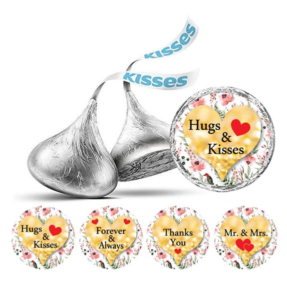 Darling Souvenir Pack of 190 Pcs DIY Heart & Floral Wedding Stickers chocolate Labels-Glitter Gold