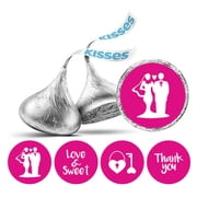 Darling Souvenir Pack of 190 Pcs Wedding Theme Stickers chocolate Labels DIY-Fuchsia Pink