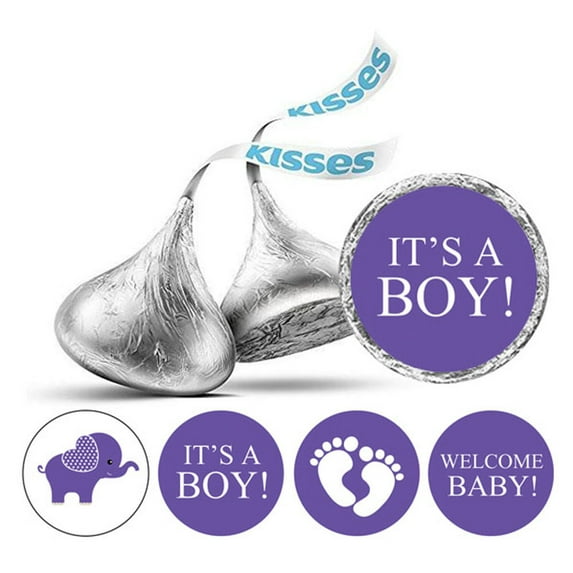 Darling Souvenir Purple 190 Pieces Baby Shower Favor Stickers - Mini Candy Stickers & Chocolate Wrapper Labels for Party Favors & Decorations
