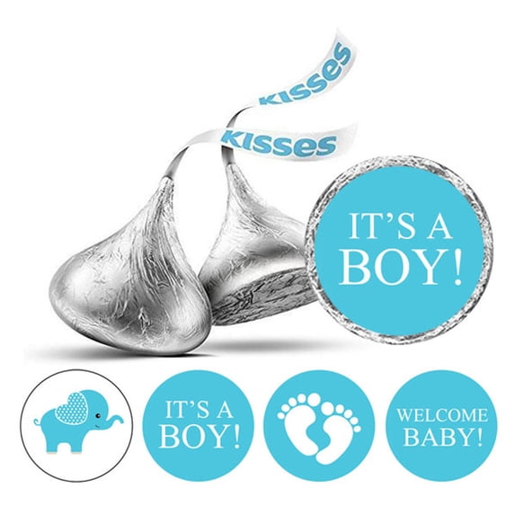 Darling Souvenir Pack of 190 Pcs chocolate It's A Boy Shower Stickers Party Favor-Turquoise Blue