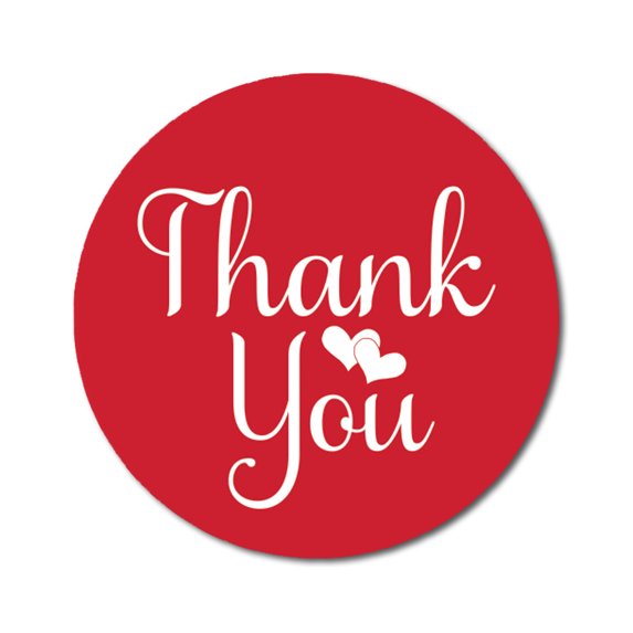 Darling Souvenir Personalized 1.6 Inches Round Red DIY Heart Calligraphy Thank You Stickers-45 Pcs