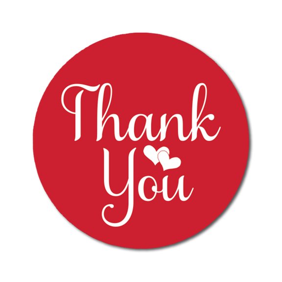 Darling Souvenir Personalized 1.6 Inches Round Red DIY Heart Calligraphy Thank You Stickers-45 Pcs