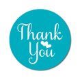 thumbnail image 1 of Darling Souvenir Personalized 1.6 Inches Round Turquoise Blue DIY Heart Calligraphy Thank You Stickers-45 Pcs, 1 of 4
