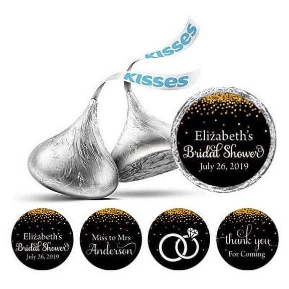 Darling Souvenir Personalized 190-Pack Candy Labels Bridal Shower Custom Stickers-Black