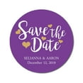 thumbnail image 1 of Darling Souvenir Personalized Bride Groom Names And Date Envelope Seals Round 45 Pcs Heart Calligraphy Save The Date Stickers - Violet, 1 of 4