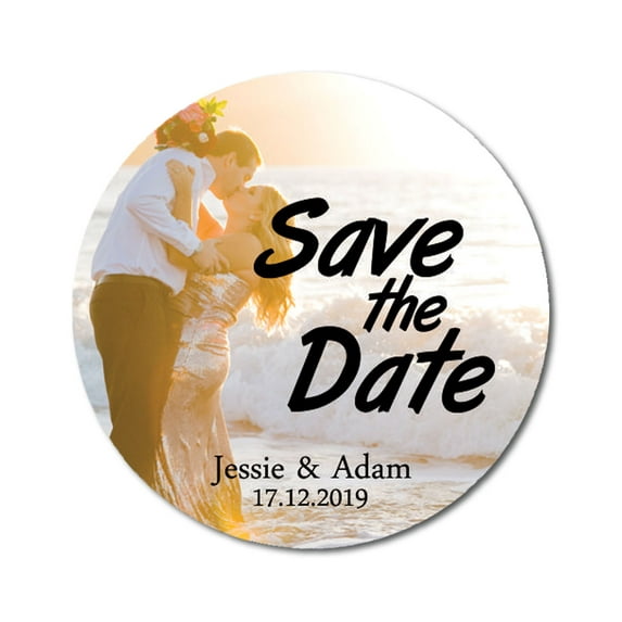 Darling Souvenir Personalized Bride Groom Names And Date Round Envelope Seals Customized Photo Labels Save The Date Stickers 45 Pieces
