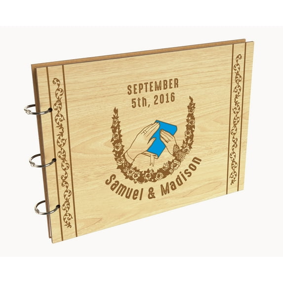 Darling Souvenir Personalized Engraved Laser Cut Wedding Guest Book Wooden Cover Sign-in Book Registry Guestbook Scrapbook-24