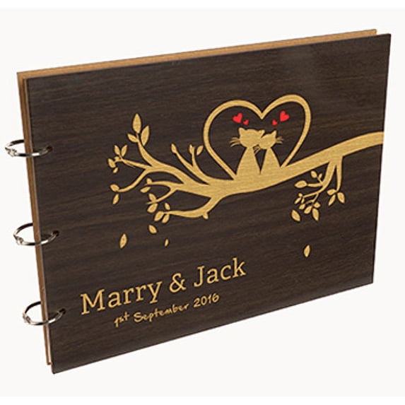 Darling Souvenir Personalized Engraved Laser Cut Wedding Guest Book Wooden Cover Sign-in Book Registry Guestbook Scrapbook-55