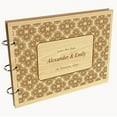 thumbnail image 1 of Darling Souvenir Personalized Engraved Laser Cut Wedding Guest Book Wooden Cover Sign-in Book Registry Guestbook Scrapbook-78, 1 of 7
