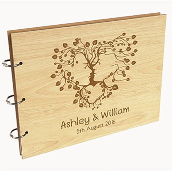 Darling Souvenir Personalized Engraved Laser Cut Wedding Guest Book Wooden Cover Sign-in Book Registry Guestbook Scrapbook-93