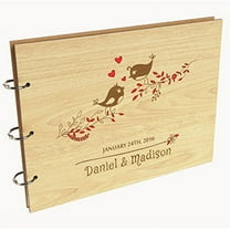 Darling Souvenir Personalized Engraved Laser Cut Wedding Guest Book Wooden Cover Sign-in Book Registry Guestbook Scrapbook-C8