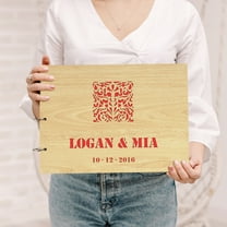 Darling Souvenir Personalized Engraved Laser Cut Wedding Guest Book Wooden Cover Sign-in Book Registry Guestbook Scrapbook-DW