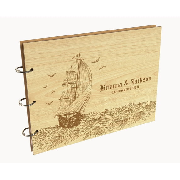 Darling Souvenir Personalized Engraved Laser Cut Wedding Guest Book Wooden Cover Sign-in Book Registry Guestbook Scrapbook-DY