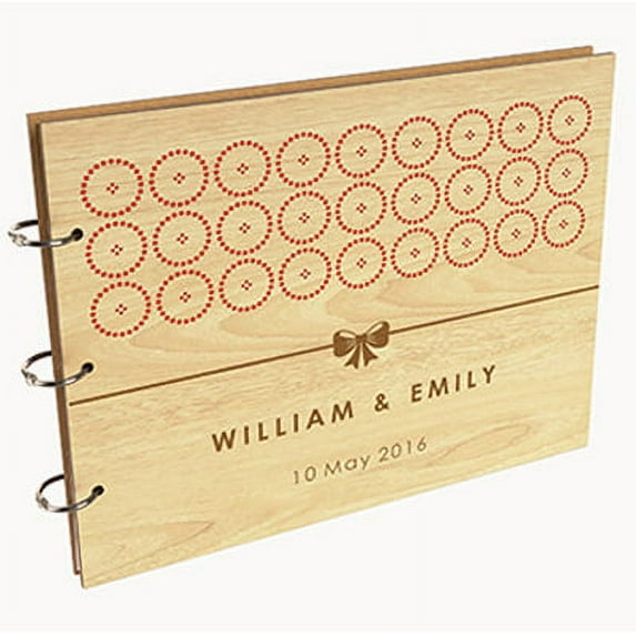 Darling Souvenir Personalized Engraved Laser Cut Wedding Guest Book Wooden Cover Sign-in Book Registry Guestbook Scrapbook-F8