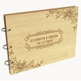 thumbnail image 1 of Darling Souvenir Personalized Engraved Laser Cut Wedding Guest Book Wooden Cover Sign-in Book Registry Guestbook Scrapbook-KX, 1 of 7