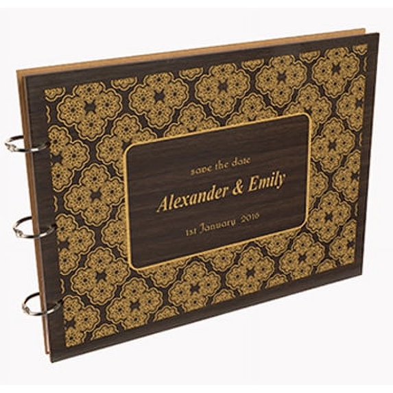 Darling Souvenir Personalized Engraved Laser Cut Wedding Guest Book Wooden Cover Sign-in Book Registry Guestbook Scrapbook-RG