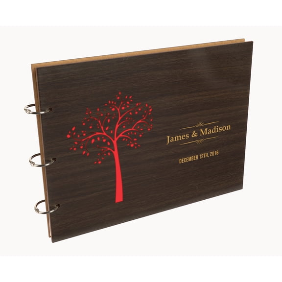 Darling Souvenir Personalized Engraved Laser Cut Wedding Guest Book Wooden Cover Sign-in Book Registry Guestbook Scrapbook-YD