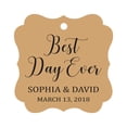 thumbnail image 1 of Darling Souvenir Personalized Fancy Frame Wedding Gift Tags 'Best Day Ever' Custom Name & Date Favor Hang Tags-Kraft-100 Tags, 1 of 1