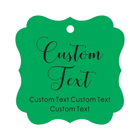 Darling Souvenir Personalized Paper Hang Tags Custom Text Wedding Party Gift Favor Tags -Green-50 Tags